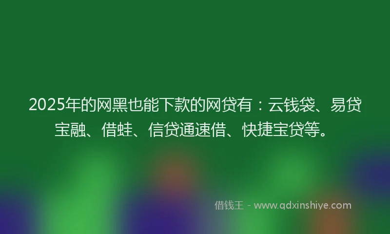 2025年的网黑也能下款的网贷有：云钱袋、易贷宝融、借蛙、信贷通速借、快捷宝贷等。