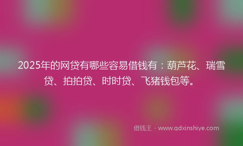 2025年的网贷有哪些容易借钱有：葫芦花、瑞雪贷、拍拍贷、时时贷、飞猪钱包等。