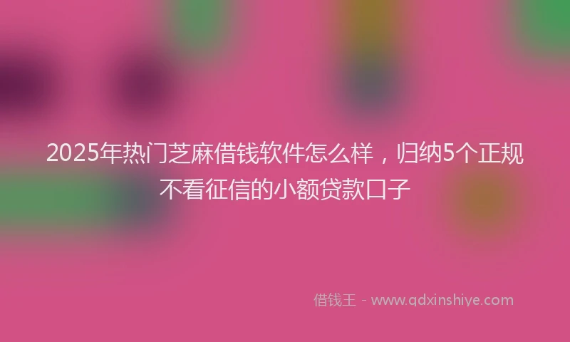 2025年热门芝麻借钱软件怎么样，归纳5个正规不看征信的小额贷款口子