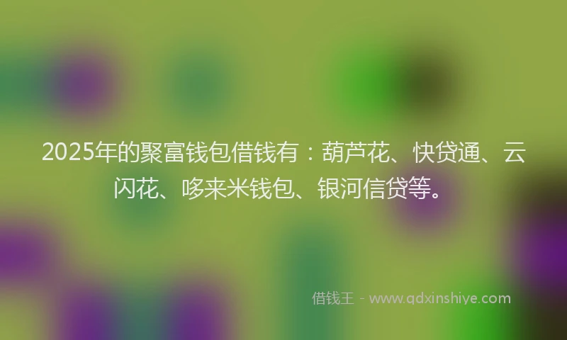 2025年的聚富钱包借钱有：葫芦花、快贷通、云闪花、哆来米钱包、银河信贷等。