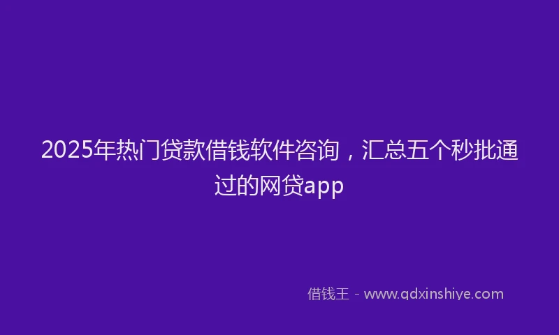2025年热门贷款借钱软件咨询，汇总五个秒批通过的网贷app