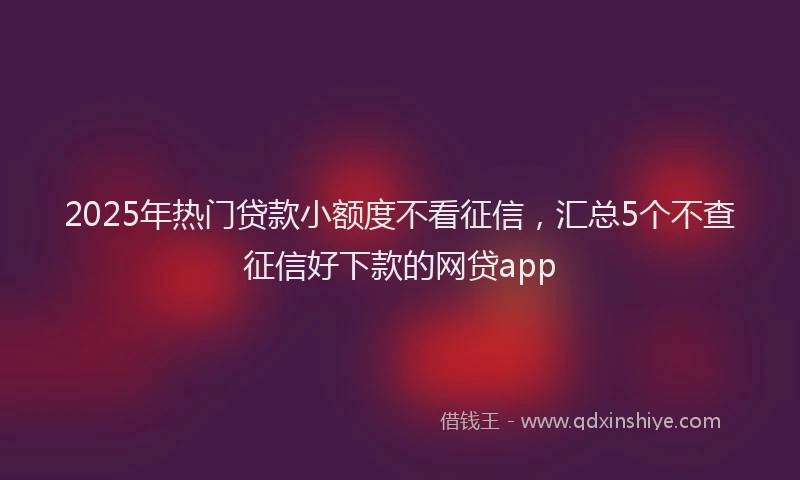2025年热门贷款小额度不看征信，汇总5个不查征信好下款的网贷app
