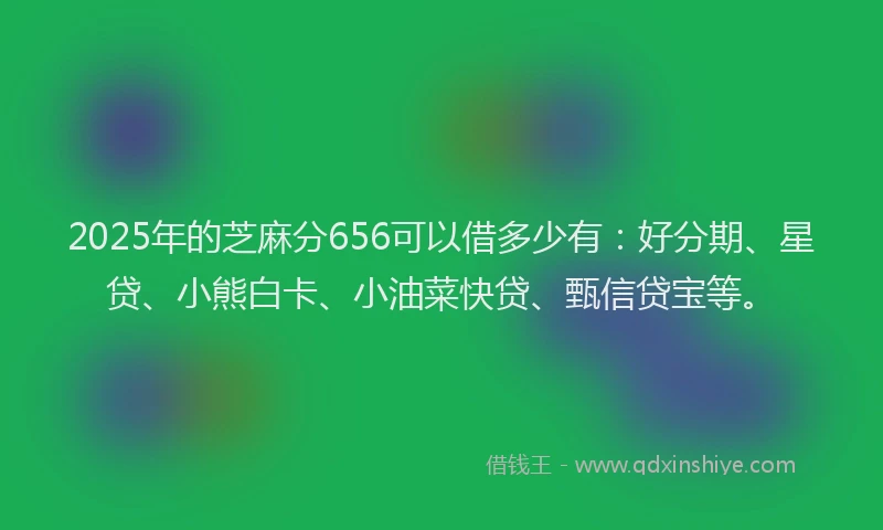 2025年的芝麻分656可以借多少有：好分期、星贷、小熊白卡、小油菜快贷、甄信贷宝等。