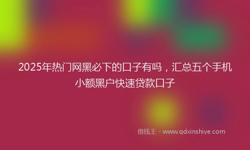 2025年热门网黑必下的口子有吗，汇总五个手机小额黑户快速贷款口子