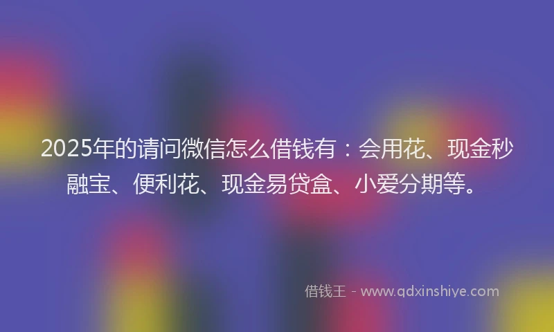 2025年的请问微信怎么借钱有：会用花、现金秒融宝、便利花、现金易贷盒、小爱分期等。