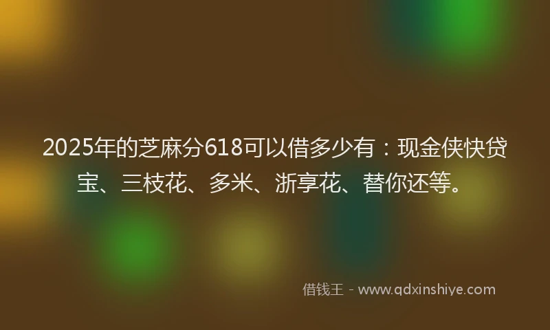 2025年的芝麻分618可以借多少有：现金侠快贷宝、三枝花、多米、浙享花、替你还等。