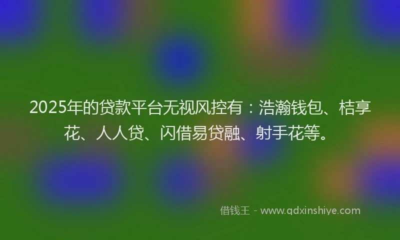 2025年的贷款平台无视风控有：浩瀚钱包、桔享花、人人贷、闪借易贷融、射手花等。