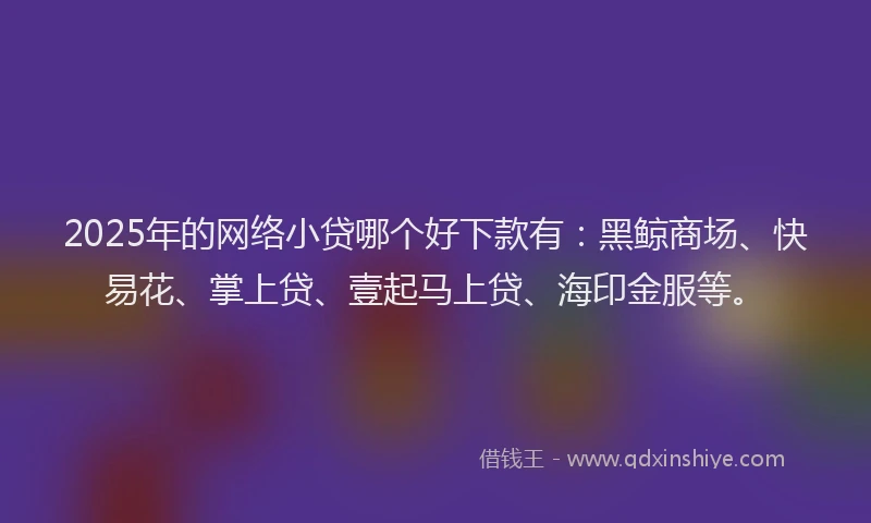 2025年的网络小贷哪个好下款有：黑鲸商场、快易花、掌上贷、壹起马上贷、海印金服等。