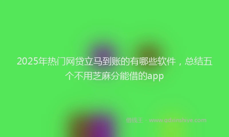 2025年热门网贷立马到账的有哪些软件，总结五个不用芝麻分能借的app