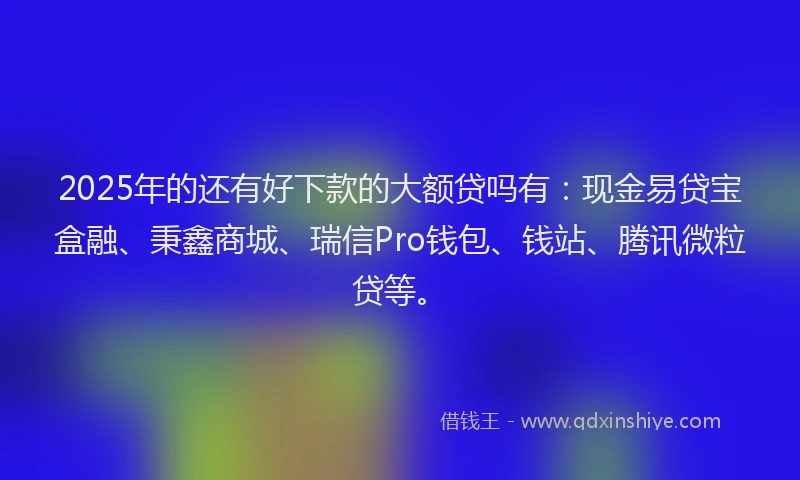 2025年的还有好下款的大额贷吗有：现金易贷宝盒融、秉鑫商城、瑞信Pro钱包、钱站、腾讯微粒贷等。