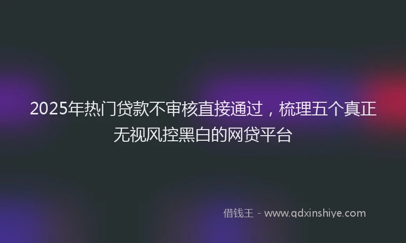 2025年热门贷款不审核直接通过，梳理五个真正无视风控黑白的网贷平台
