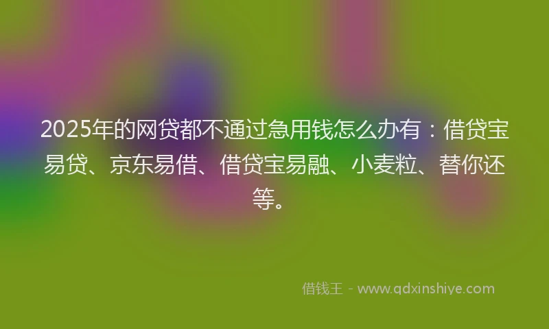 2025年的网贷都不通过急用钱怎么办有：借贷宝易贷、京东易借、借贷宝易融、小麦粒、替你还等。