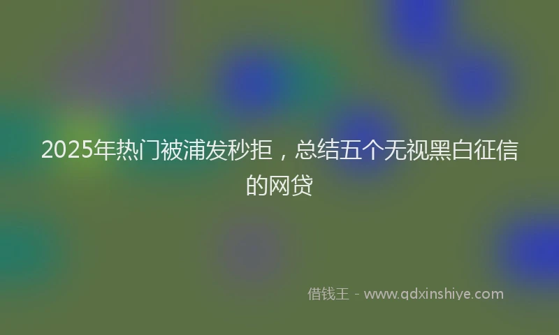 2025年热门被浦发秒拒，总结五个无视黑白征信的网贷
