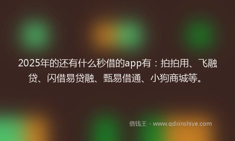 2025年的还有什么秒借的app有：拍拍用、飞融贷、闪借易贷融、甄易借通、小狗商城等。