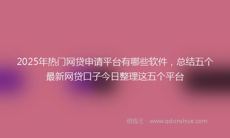 2025年热门网贷申请平台有哪些软件，总结五个最新网贷口子今日整理这五个平台
