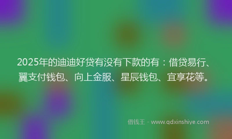 2025年的迪迪好贷有没有下款的有：借贷易行、翼支付钱包、向上金服、星辰钱包、宜享花等。