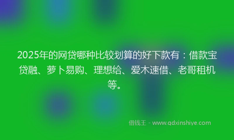 2025年的网贷哪种比较划算的好下款有：借款宝贷融、萝卜易购、理想给、爱木速借、老哥租机等。