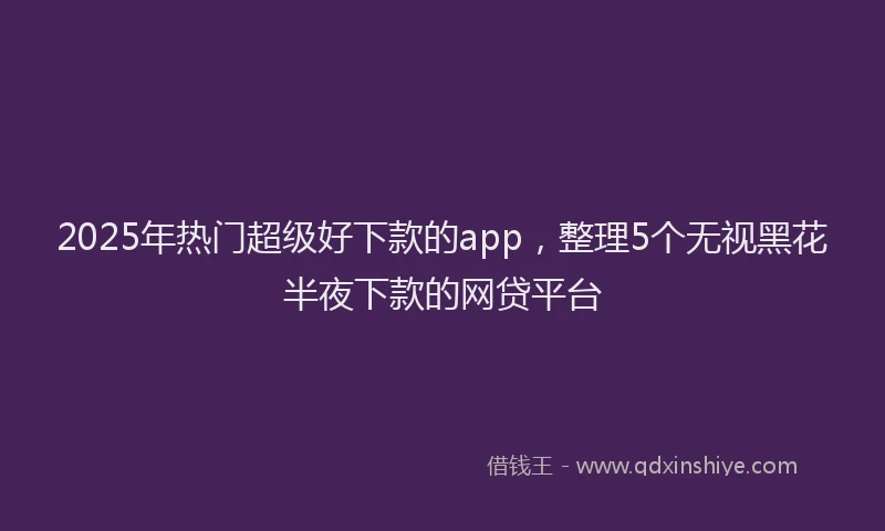 2025年热门超级好下款的app，整理5个无视黑花半夜下款的网贷平台