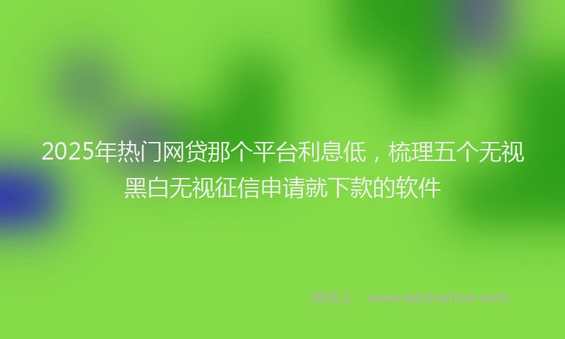 2025年热门网贷那个平台利息低，梳理五个无视黑白无视征信申请就下款的软件