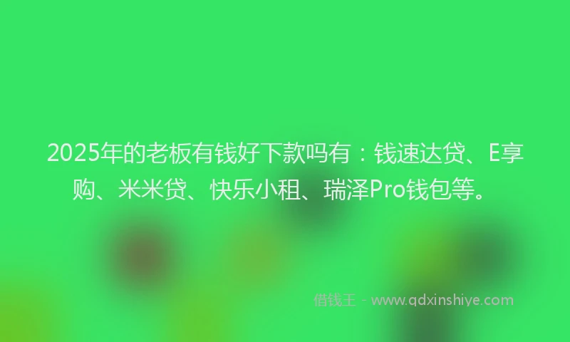 2025年的老板有钱好下款吗有：钱速达贷、E享购、米米贷、快乐小租、瑞泽Pro钱包等。