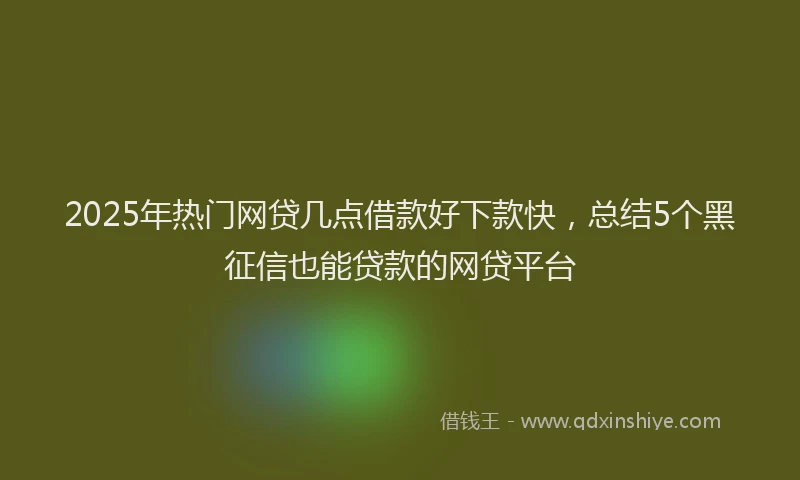 2025年热门网贷几点借款好下款快，总结5个黑征信也能贷款的网贷平台