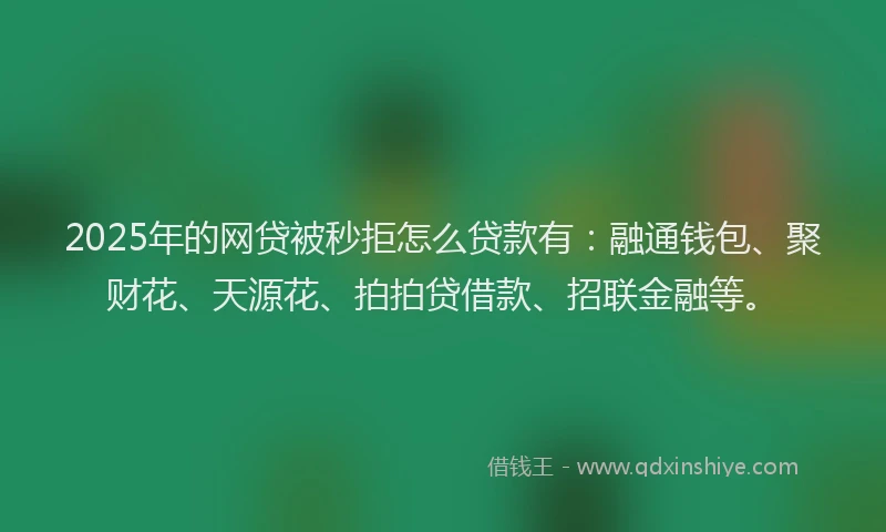 2025年的网贷被秒拒怎么贷款有：融通钱包、聚财花、天源花、拍拍贷借款、招联金融等。