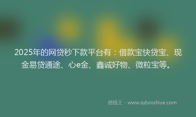 2025年的网贷秒下款平台有：借款宝快贷宝、现金易贷通途、心e金、鑫诚好物、微粒宝等。