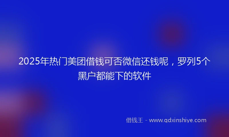 2025年热门美团借钱可否微信还钱呢，罗列5个黑户都能下的软件