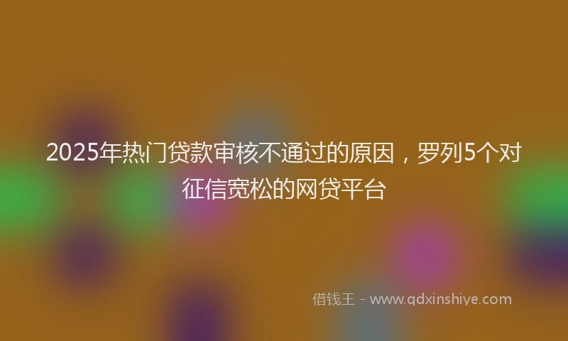 2025年热门贷款审核不通过的原因，罗列5个对征信宽松的网贷平台