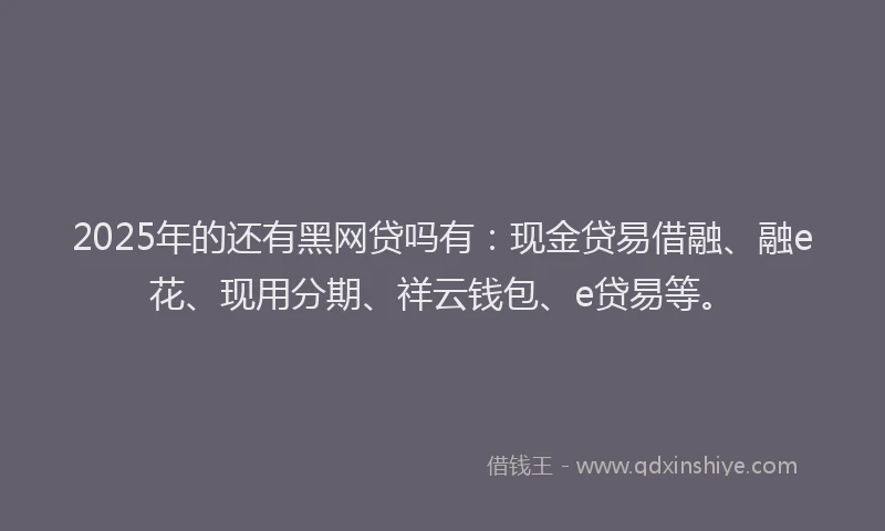 2025年的还有黑网贷吗有：现金贷易借融、融e花、现用分期、祥云钱包、e贷易等。