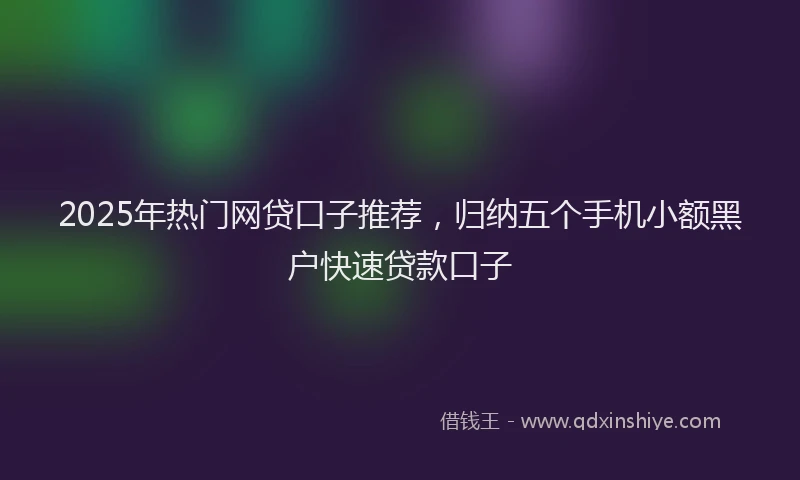 2025年热门网贷口子推荐，归纳五个手机小额黑户快速贷款口子