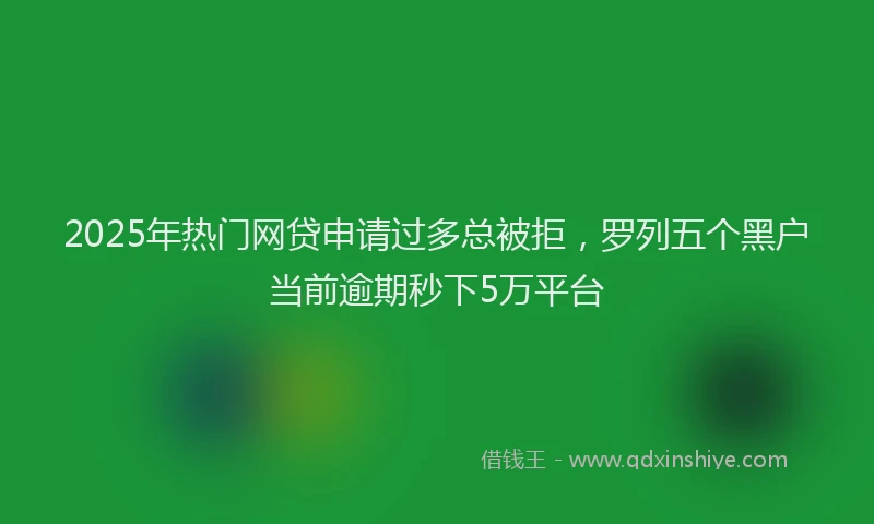 2025年热门网贷申请过多总被拒，罗列五个黑户当前逾期秒下5万平台