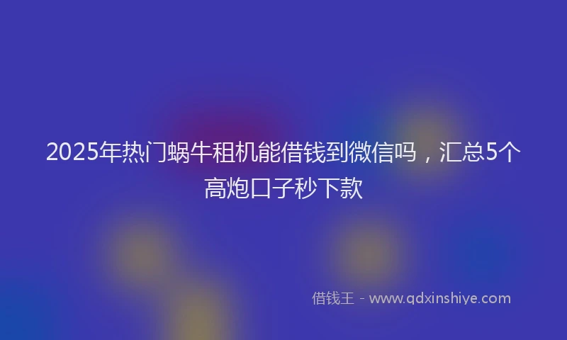 2025年热门蜗牛租机能借钱到微信吗，汇总5个高炮口子秒下款