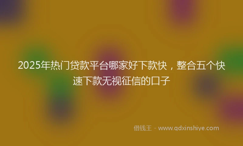 2025年热门贷款平台哪家好下款快，整合五个快速下款无视征信的口子