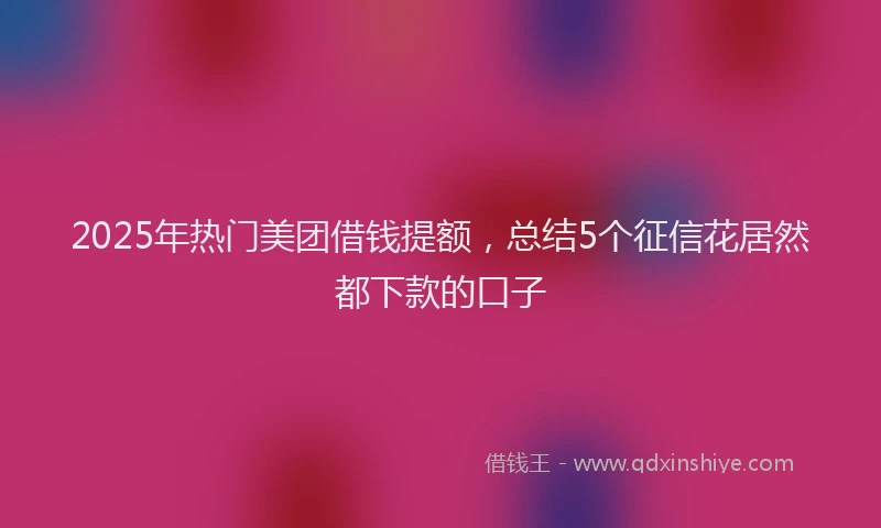 2025年热门美团借钱提额，总结5个征信花居然都下款的口子