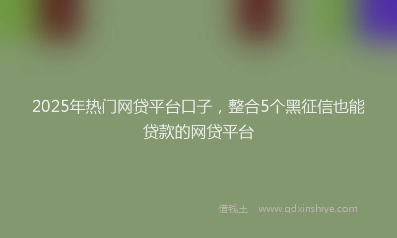 2025年热门网贷平台口子，整合5个黑征信也能贷款的网贷平台