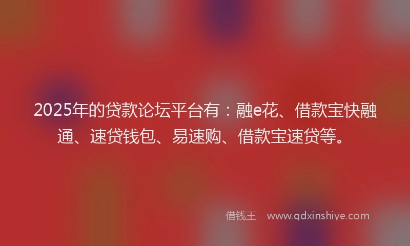 2025年的贷款论坛平台有：融e花、借款宝快融通、速贷钱包、易速购、借款宝速贷等。