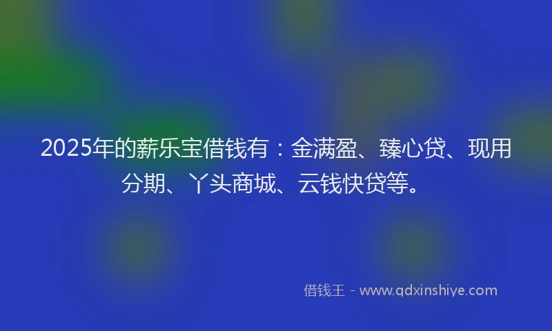 2025年的薪乐宝借钱有：金满盈、臻心贷、现用分期、丫头商城、云钱快贷等。