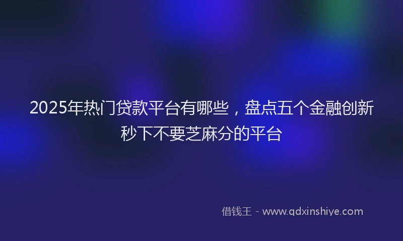 2025年热门贷款平台有哪些，盘点五个金融创新秒下不要芝麻分的平台