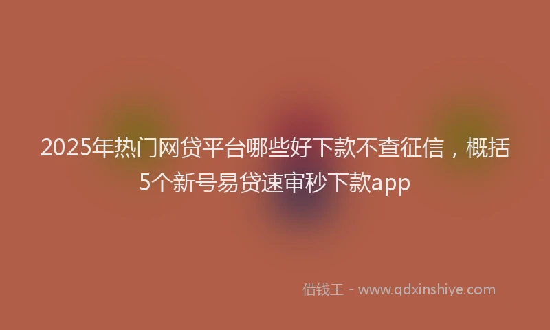 2025年热门网贷平台哪些好下款不查征信，概括5个新号易贷速审秒下款app