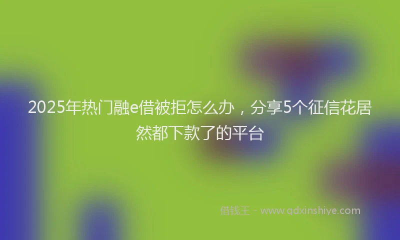 2025年热门融e借被拒怎么办，分享5个征信花居然都下款了的平台