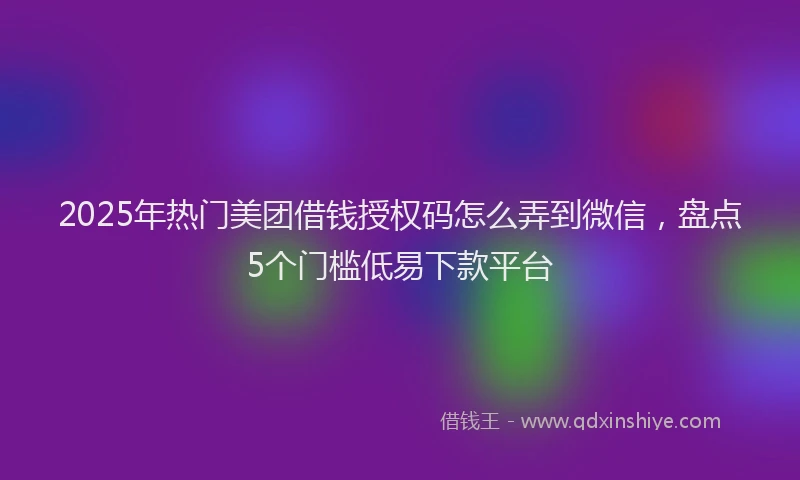 2025年热门美团借钱授权码怎么弄到微信,盘点5个门槛低易下款平台