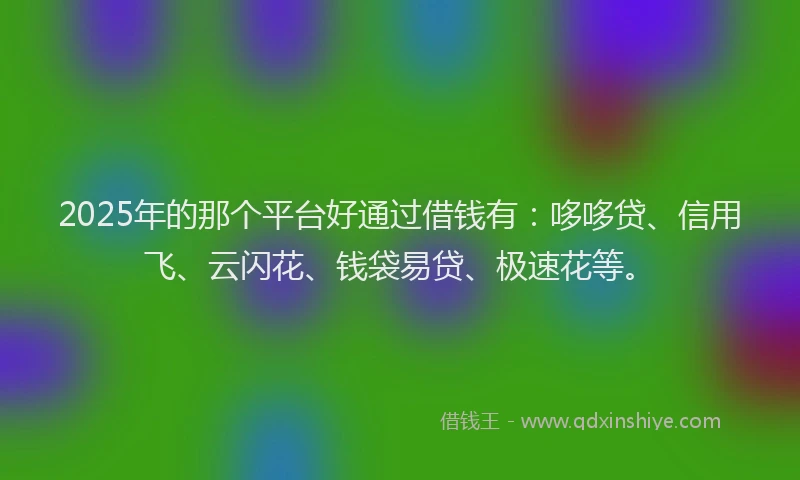 2025年的那个平台好通过借钱有：哆哆贷、信用飞、云闪花、钱袋易贷、极速花等。