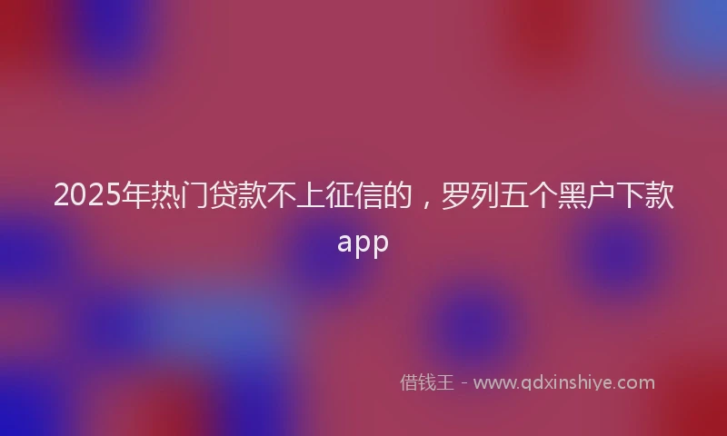 2025年热门贷款不上征信的，罗列五个黑户下款app