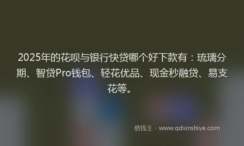 2025年的花呗与银行快贷哪个好下款有：琉璃分期、智贷Pro钱包、轻花优品、现金秒融贷、易支花等。