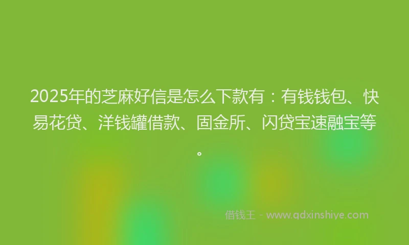 2025年的芝麻好信是怎么下款有：有钱钱包、快易花贷、洋钱罐借款、固金所、闪贷宝速融宝等。