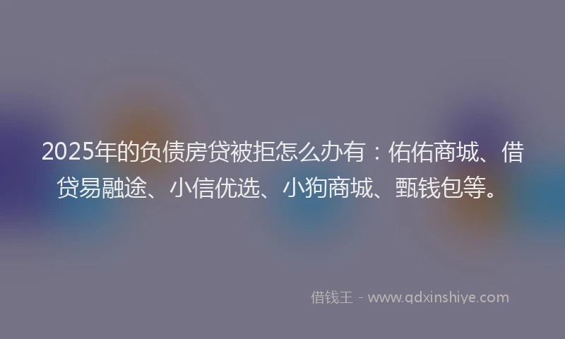 2025年的负债房贷被拒怎么办有：佑佑商城、借贷易融途、小信优选、小狗商城、甄钱包等。