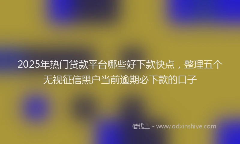 2025年热门贷款平台哪些好下款快点，整理五个无视征信黑户当前逾期必下款的口子