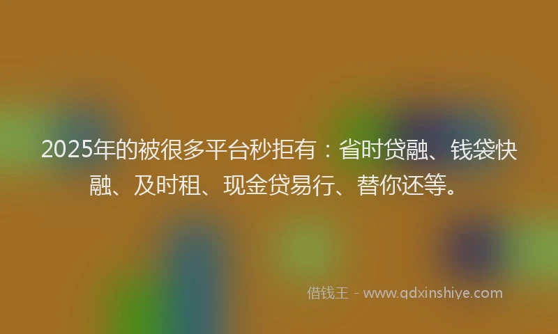 2025年的被很多平台秒拒有：省时贷融、钱袋快融、及时租、现金贷易行、替你还等。