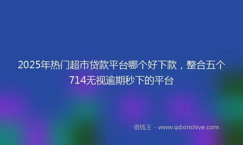2025年热门超市贷款平台哪个好下款，整合五个714无视逾期秒下的平台